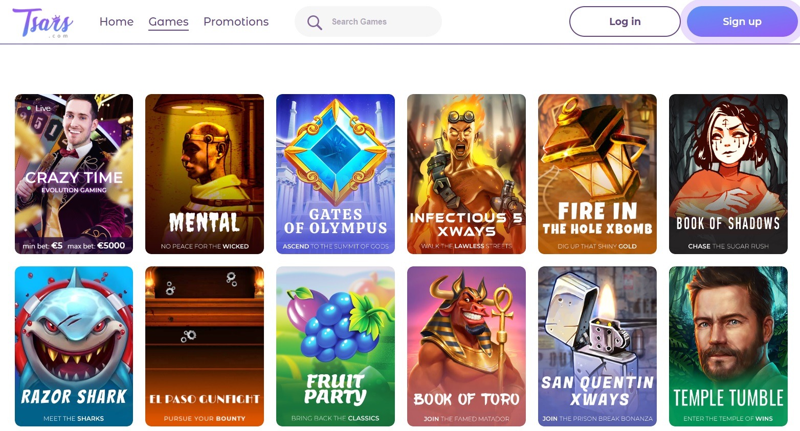 Tsars Casino Games